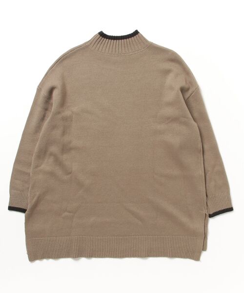 ニット セーター A.N.L 配色ロールネックロングニット レディース ニット セーター A.N.L 配色ロールネックロングニット