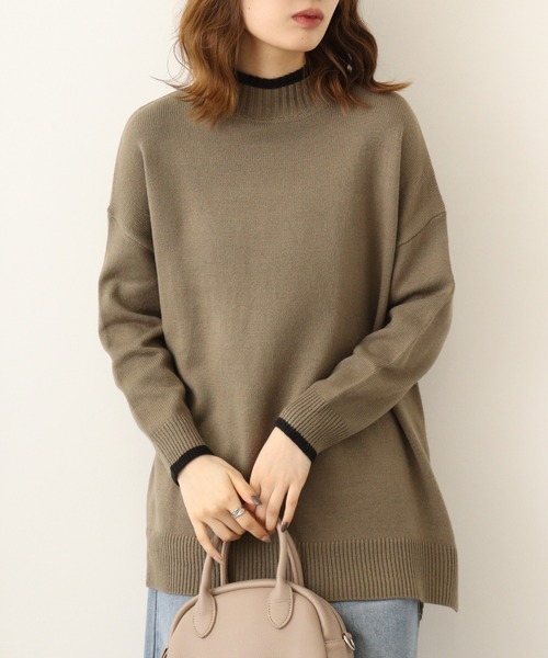 ニット セーター A.N.L 配色ロールネックロングニット レディース セール】A.N.L 配色ロールネックロングニット（ニット/セーター