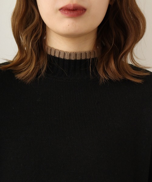 【セール】A.N.L 配色ロールネックロングニット（ニット/セーター）｜a.n.l（エーエヌエル レーベル）