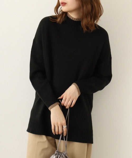 【セール】A.N.L 配色ロールネックロングニット（ニット/セーター）｜a.n.l（エーエヌエル レーベル）