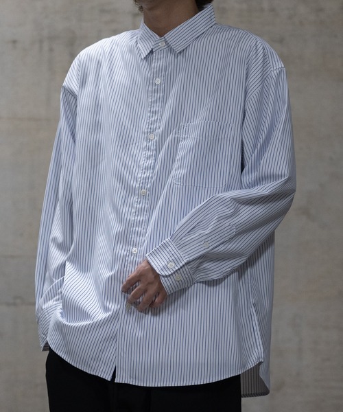 JOHN'S CLOSET（ジョンズクローゼット）の「【a】エステルブロード ストライプ バルーンスリーブシャツ（シャツ/ブラウス・メンズ・ブルー/ホワイト・MEDIUM/LARGE）」の3枚目の写真