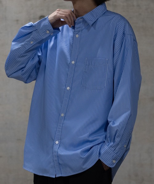 JOHN'S CLOSET（ジョンズクローゼット）の「【a】エステルブロード ストライプ バルーンスリーブシャツ（シャツ/ブラウス・メンズ・ブルー/ホワイト・MEDIUM/LARGE）」の8枚目の写真