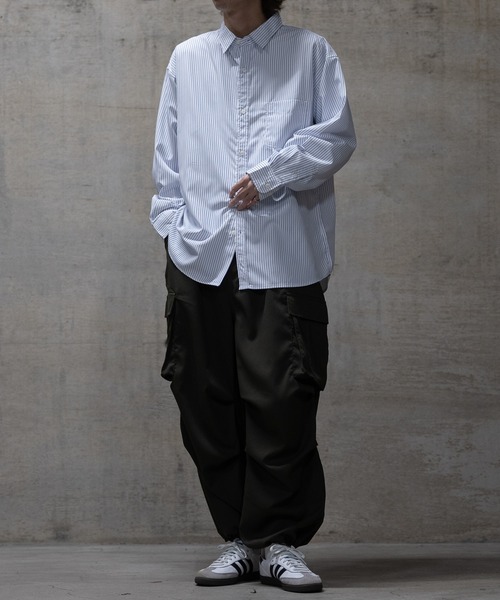 JOHN'S CLOSET（ジョンズクローゼット）の「【a】エステルブロード ストライプ バルーンスリーブシャツ（シャツ/ブラウス・メンズ・ブルー/ホワイト・MEDIUM/LARGE）」の6枚目の写真