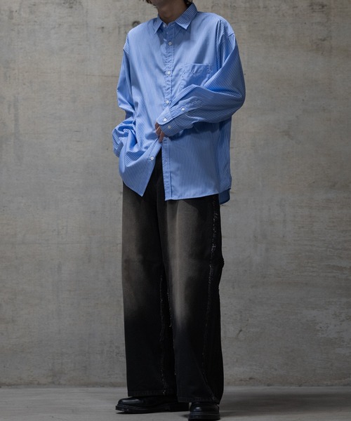 JOHN'S CLOSET（ジョンズクローゼット）の「【a】エステルブロード ストライプ バルーンスリーブシャツ（シャツ/ブラウス・メンズ・ブルー/ホワイト・MEDIUM/LARGE）」の19枚目の写真