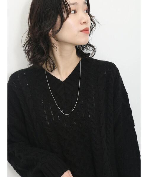 Samansa Mos2 blue（サマンサモスモスブルー）の「◎Vネックケーブルニットプルオーバー（ニット/セーター・レディース・ブラウン/キナリ/ブラック・F）」の5枚目の写真