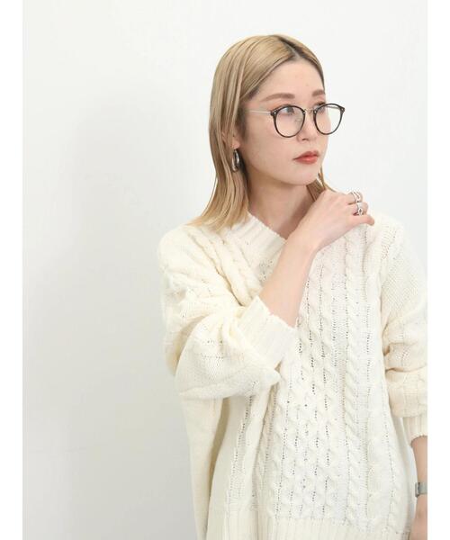 Samansa Mos2 blue（サマンサモスモスブルー）の「◎Vネックケーブルニットプルオーバー（ニット/セーター・レディース・ブラウン/キナリ/ブラック・F）」の16枚目の写真