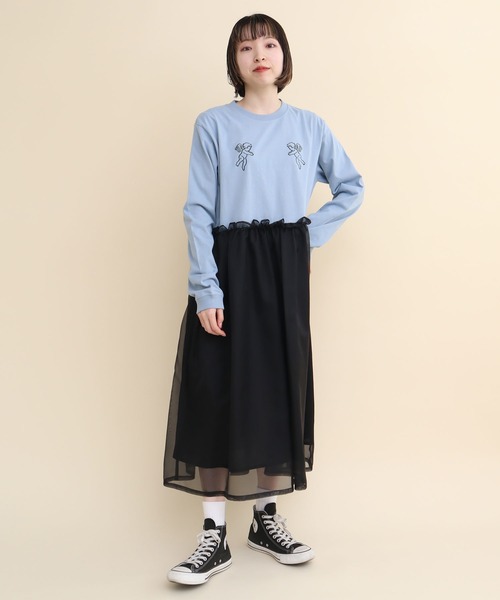 I am I in fact...（アイアムアイインファクト）の「ANGEL CHARM  organdy Ｔワンピース（ワンピース・レディース・グレー/ブラウン/サックスブルー・FREE）」の3枚目の写真