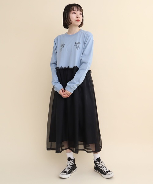 I am I in fact...（アイアムアイインファクト）の「ANGEL CHARM  organdy Ｔワンピース（ワンピース・レディース・グレー/ブラウン/サックスブルー・FREE）」の7枚目の写真