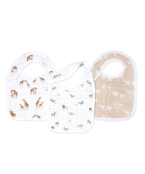 オーガニックスナップビブよだれかけ3枚入り サファリドリームズ  