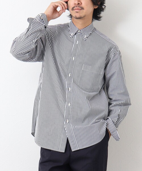 NOLLEY'S goodman(ノーリーズグッドマン)の「ピーチブロード リラックスシルエット ボタンダウンシャツ(シャツ/ブラウス・メンズ・サックスブルー/オリーブ/ホワイト×ブラック/ホワイト・M/L)」の3枚目の写真