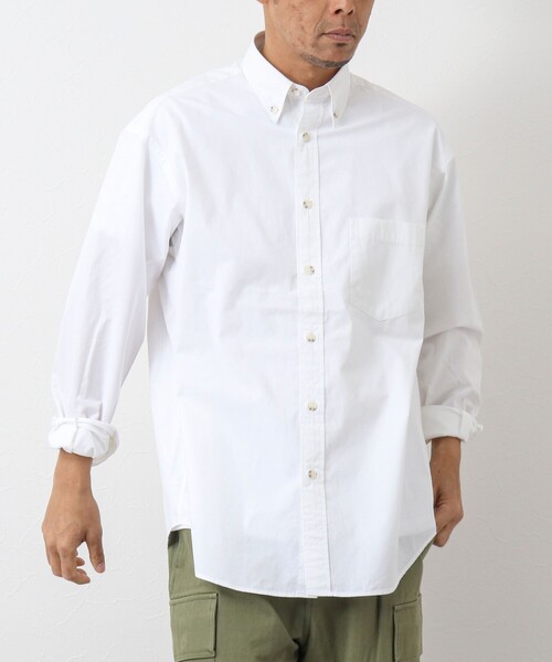 NOLLEY'S goodman(ノーリーズグッドマン)の「ピーチブロード リラックスシルエット ボタンダウンシャツ(シャツ/ブラウス・メンズ・サックスブルー/オリーブ/ホワイト×ブラック/ホワイト・M/L)」の2枚目の写真