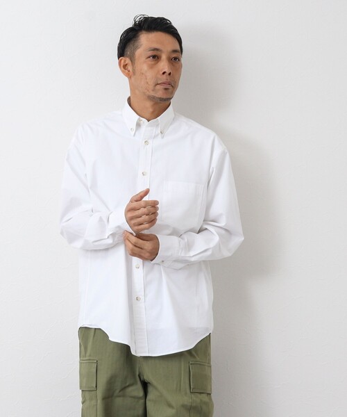 NOLLEY'S goodman(ノーリーズグッドマン)の「ピーチブロード リラックスシルエット ボタンダウンシャツ(シャツ/ブラウス・メンズ・サックスブルー/オリーブ/ホワイト×ブラック/ホワイト・M/L)」の7枚目の写真