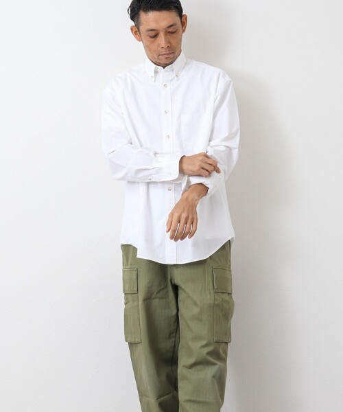 NOLLEY'S goodman(ノーリーズグッドマン)の「ピーチブロード リラックスシルエット ボタンダウンシャツ(シャツ/ブラウス・メンズ・サックスブルー/オリーブ/ホワイト×ブラック/ホワイト・M/L)」の8枚目の写真