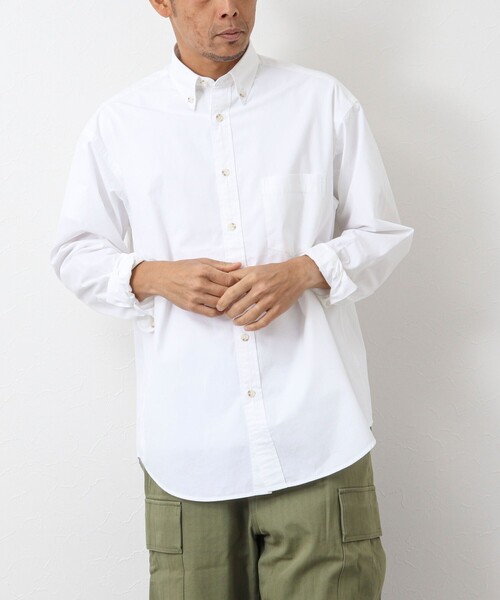 NOLLEY'S goodman(ノーリーズグッドマン)の「ピーチブロード リラックスシルエット ボタンダウンシャツ(シャツ/ブラウス・メンズ・サックスブルー/オリーブ/ホワイト×ブラック/ホワイト・M/L)」の10枚目の写真