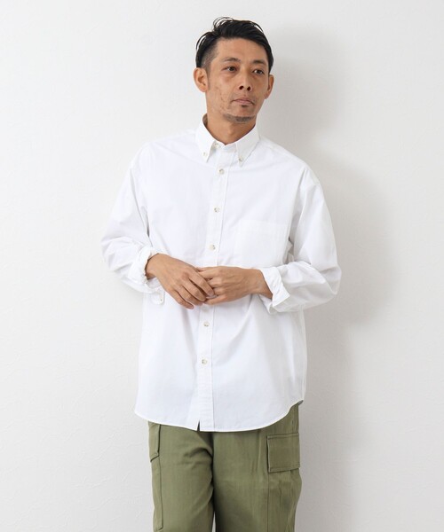 NOLLEY'S goodman(ノーリーズグッドマン)の「ピーチブロード リラックスシルエット ボタンダウンシャツ(シャツ/ブラウス・メンズ・サックスブルー/オリーブ/ホワイト×ブラック/ホワイト・M/L)」の13枚目の写真