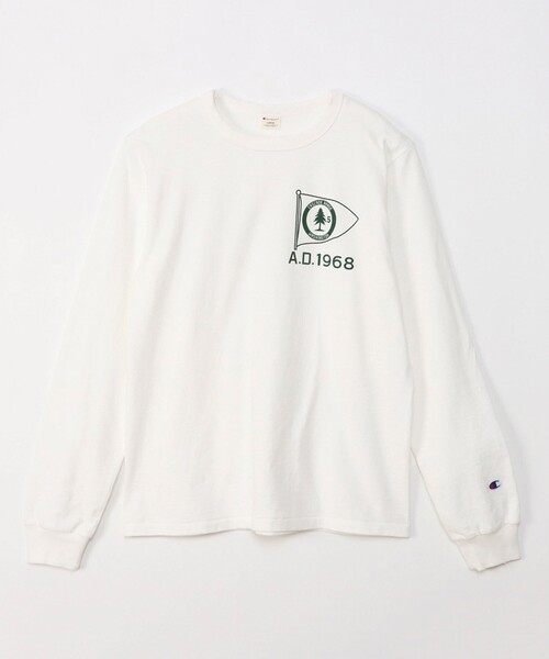 Champion（チャンピオン）の「【Champion/チャンピオン】プリントロンT 長袖Tシャツ ダメージ加工（Tシャツ/カットソー・メンズ・モスグリーン/ヘザーグレー/オフホワイト・M/L）」の2枚目の写真