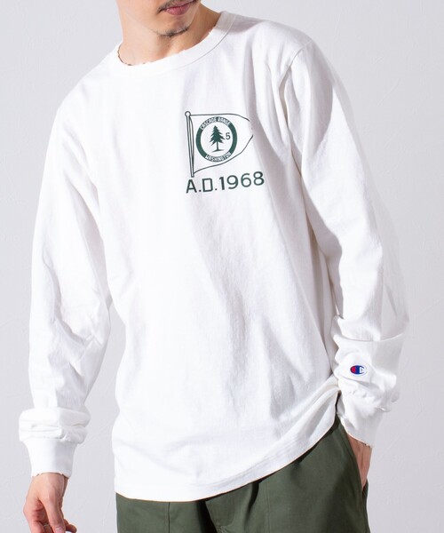 Champion（チャンピオン）の「【Champion/チャンピオン】プリントロンT 長袖Tシャツ ダメージ加工（Tシャツ/カットソー・メンズ・モスグリーン/ヘザーグレー/オフホワイト・M/L）」の8枚目の写真