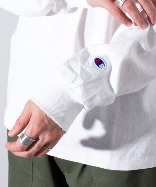 Champion（チャンピオン）の「【Champion/チャンピオン】プリントロンT 長袖Tシャツ ダメージ加工（Tシャツ/カットソー・メンズ・モスグリーン/ヘザーグレー/オフホワイト・M/L）」の10枚目の写真