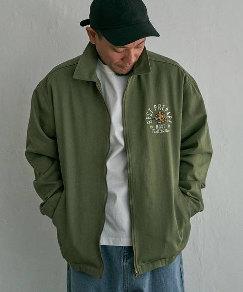 NO NEED(ノーニード)の「トラ刺繍ZIPジャケット(ブルゾン・メンズ・ブラック/オリーブ・L/M)」の7枚目の写真