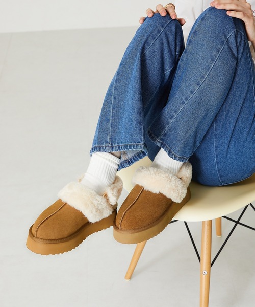 ORiental TRaffic（オリエンタルトラフィック）の「厚底ムートンサンダル 35402（スリッポン・レディース・ブラック/キャメル・S/M/L/LL/3L/SS）」の9枚目の写真