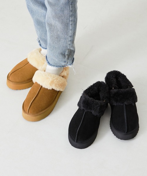 ORiental TRaffic（オリエンタルトラフィック）の「厚底ムートンサンダル 35402（スリッポン・レディース・ブラック/キャメル・S/M/L/LL/3L/SS）」の10枚目の写真