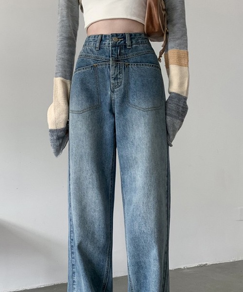 SHEPP（シープ）の「フロントポケットデザイン デニムパンツ（デニム