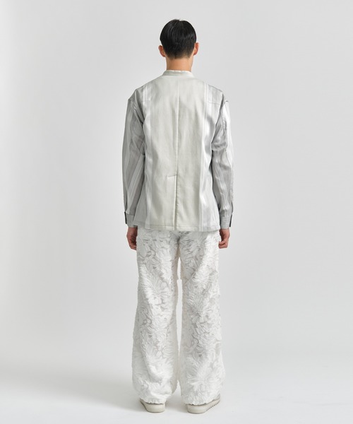 TAAKK（ターク）の「【TAAKK/ターク】NO COLLAR JACKET/ノーカラージャケット（ノーカラージャケット・メンズ・ベージュ/ブラック・1/2）」の4枚目の写真
