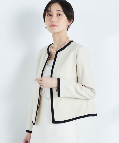 NOLLEY’S(ノーリーズ)の「◇【WEB限定】配色ノーカラージャケット(ノーカラージャケット・レディース・ブラック系その他3/ホワイト系その他4・38/40)」の11枚目の写真