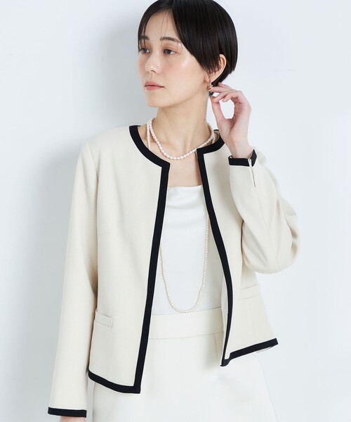 NOLLEY’S(ノーリーズ)の「◇【WEB限定】配色ノーカラージャケット(ノーカラージャケット・レディース・ブラック系その他3/ホワイト系その他4・38/40)」の21枚目の写真