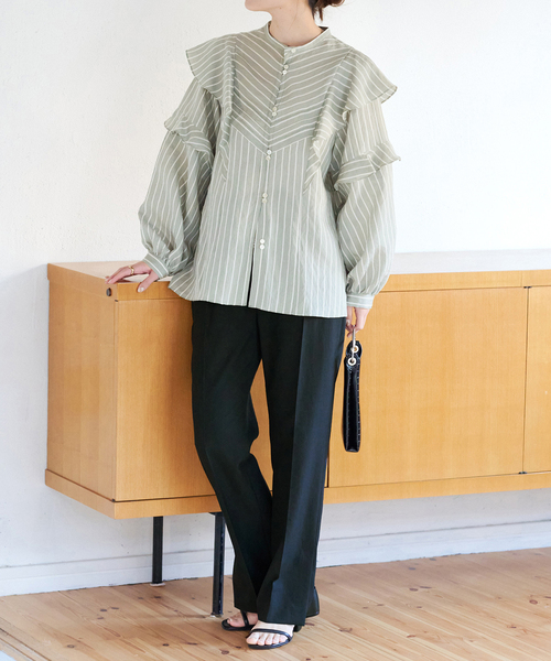 JOURNAL STANDARD（ジャーナルスタンダード）の「サマーツイルパンツ（スラックス・レディース・ベージュ/ブラック・36/38）」の15枚目の写真