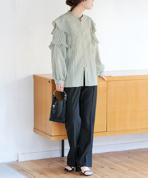 JOURNAL STANDARD（ジャーナルスタンダード）の「サマーツイルパンツ（スラックス・レディース・ベージュ/ブラック・36/38）」の22枚目の写真