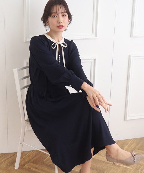 couture brooch（クチュールブローチ）の「◇配色フレアワンピース