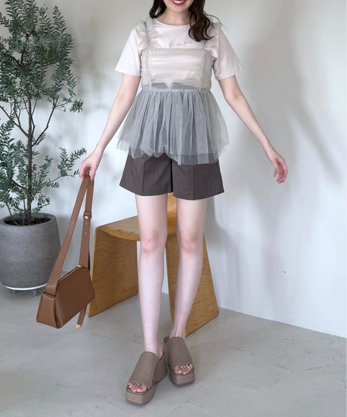 mysty woman（ミスティウーマン）の「［追加1］ベルテッドショートパンツ 113914（その他パンツ・レディース・オフホワイト/ベージュ系その他/ダークブラウン/ブラウン・FREE）」の22枚目の写真