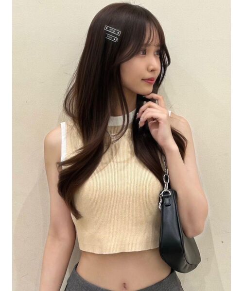 EATME（イートミー）の「バイカラーニットTOP（ニット/セーター・レディース・ブラック/オフホワイト/イエロー・FREE）」の3枚目の写真