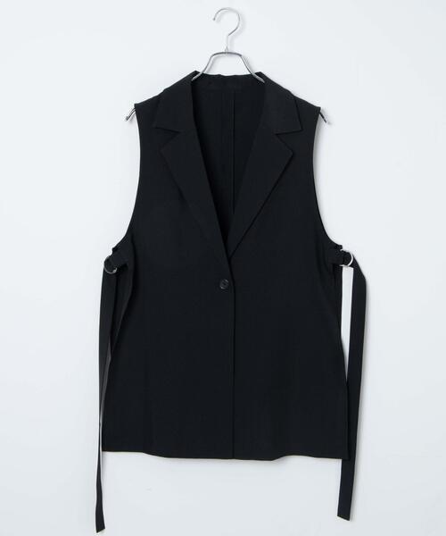 WEGO（ウィゴー）の「WEGO/リネンライクサイドベルトベスト（ベスト・レディース・ブラック/ナチュラル・FREE）」の3枚目の写真