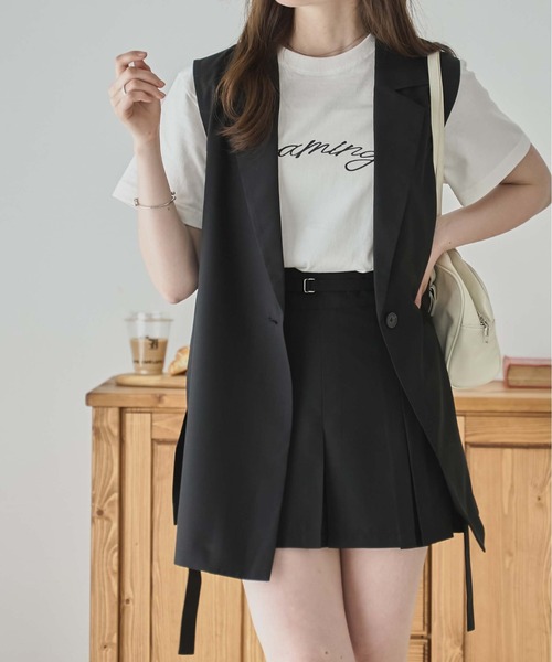 WEGO（ウィゴー）の「WEGO/リネンライクサイドベルトベスト（ベスト・レディース・ブラック/ナチュラル・FREE）」の17枚目の写真