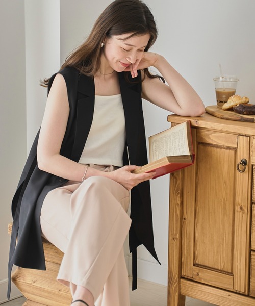 WEGO（ウィゴー）の「WEGO/リネンライクサイドベルトベスト（ベスト・レディース・ブラック/ナチュラル・FREE）」の15枚目の写真