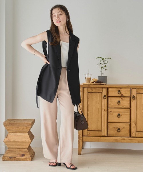 WEGO（ウィゴー）の「WEGO/リネンライクサイドベルトベスト（ベスト・レディース・ブラック/ナチュラル・FREE）」の16枚目の写真