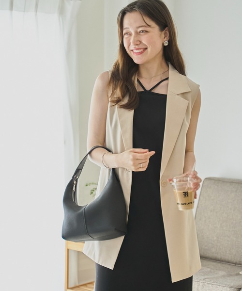 WEGO（ウィゴー）の「WEGO/リネンライクサイドベルトベスト（ベスト・レディース・ブラック/ナチュラル・FREE）」の19枚目の写真