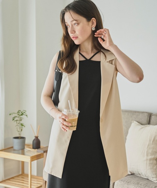 19SS/リネンキャンバス2WAYベスト/FREE/リネン/BEG/無地/ セール】WEGO/リネンライクサイドベルトベスト（ベスト）｜WEGO