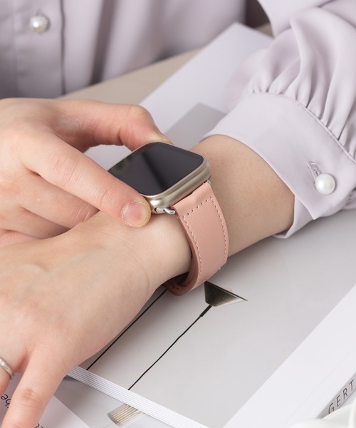 emonique(エモニーク)の「本革レザー Apple Watch バンド スマートウォッチバンド【38/40/41/42/44/45/49mm対応】(デジタル腕時計・メンズ・ワインレッド/アイボリー/ピンク/ブラウン/ブラック・42/38)」の4枚目の写真