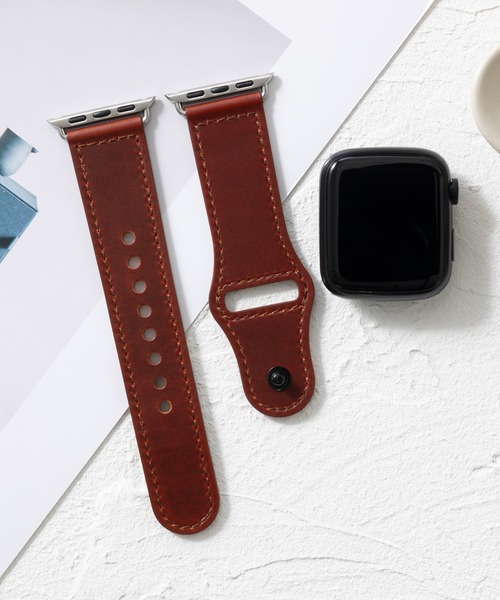 emonique(エモニーク)の「本革レザー Apple Watch バンド スマートウォッチバンド【38/40/41/42/44/45/49mm対応】(デジタル腕時計・メンズ・ワインレッド/アイボリー/ピンク/ブラウン/ブラック・42/38)」の5枚目の写真
