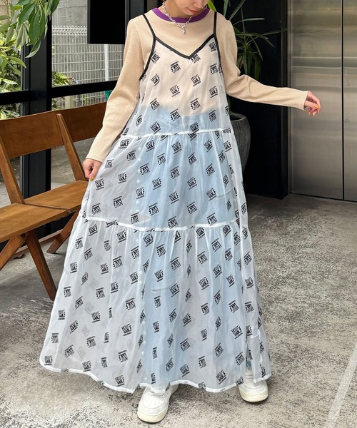 HELLO.SANFRANCISCO（ハローサンフランシスコ）の「【HELLO.SANFRANCISCO/ハローサンフランシスコ】ペチ付刺繍オーガンジーティアードキャミワンピ（ワンピース・レディース・ホワイト/ブラック・FREE）」の8枚目の写真