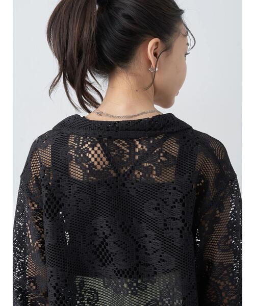 earth music&ecology(アースミュージックアンドエコロジー)の「レースジャケット(テーラードジャケット・レディース・アイボリー/ブラック・FREE)」の12枚目の写真