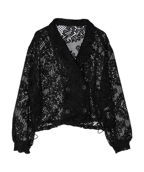 earth music&ecology(アースミュージックアンドエコロジー)の「レースジャケット(テーラードジャケット・レディース・アイボリー/ブラック・FREE)」の4枚目の写真