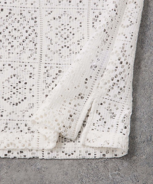 MONO-MART（モノマート）の「シアーレースジャガード ルーズシルエットオープンカラーシャツ（シャツ/ブラウス・レディース・アイボリー/ブルー/チャコール/ブラック/ブラウン/グレー・L/M）」の19枚目の写真