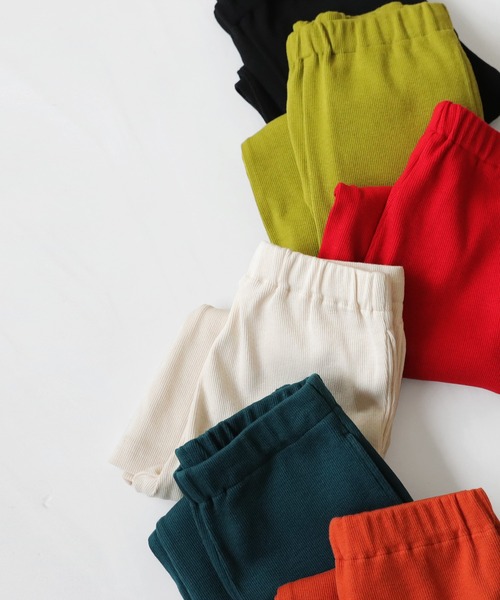 antiqua（アンティカ）の「リブフレアパンツ（その他パンツ・キッズ・グリーン系その他/オレンジ/レッド/アイボリー/ブラック/ブルーグリーン・140/150/160）」の18枚目の写真