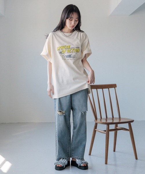 LOWRYS FARM(ローリーズファーム)の「USEDバンドTSS 113919(Tシャツ/カットソー・レディース・ホワイト/チャコールグレー/アイボリー/グレー系その他/ホワイト系その他・FREE)」の8枚目の写真