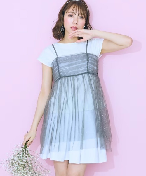 大きいサイズ＞ ミニラメチュールビスチェ marun（キャミソール