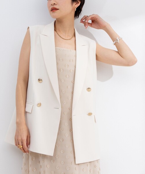 NOLLEY’S Sophi ウォッシャブルダブルクロスジレ　ホワイト　サイズ NOLLEY'S Sophi ウォッシャブルダブルクロスジレ ホワイト